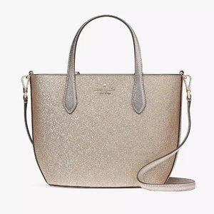 NWT $329 Kate Spade Glimmer Satchel Crossbody GOLD Glitter Gold